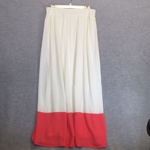 PINK OWL APPAREL Color Block Fully Lined Maxi Skirt w/Trendy Exposed Zipper NWOT